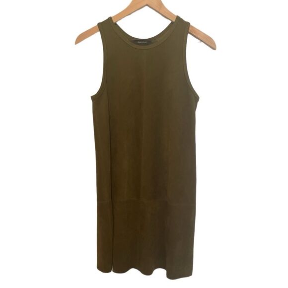 NWOT Karen Kane Sleeveless Faux-Suede Dress in Olive color. Size XS - Picture 4 of 7